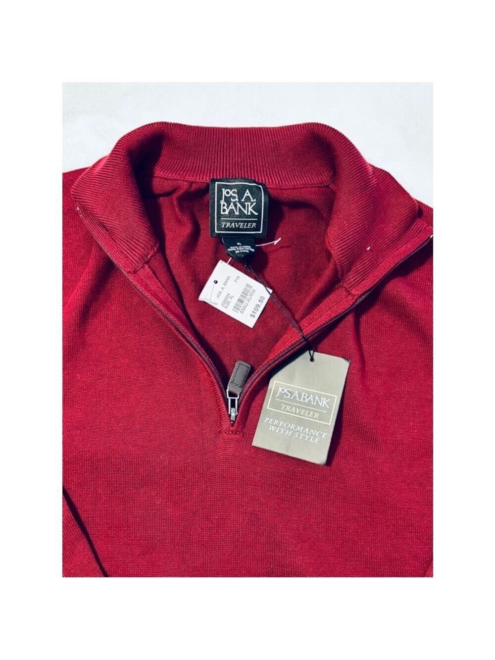 Jos. A. Bank Men's Burgundy Traveler Pima Cotton Sweater NEW WITH TAGS - Picture 6 of 11